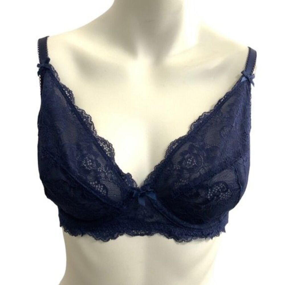 FIGLEAVES 38D Blue Juliette Lace Underwired No Pad Bra